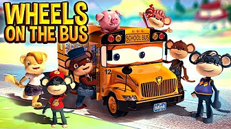 Wheels On The Bus Go Round And Round  Bus Cartoon for Kids  Nursery Rhymes for Children